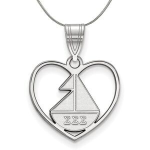 Sterling Silver Sigma Sigma Sigma Heart Pendant Necklace - 24 Inch
